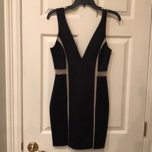 Black and nude bodycon dress